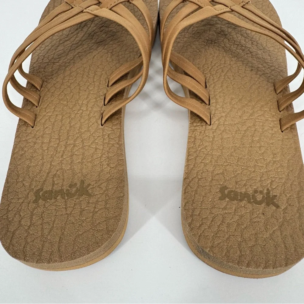 Sanuk Women Tobacco Brown Tan Beige Yoga Sandy Sandals Comfort Casual Everyday 6 - Picture 8 of 9